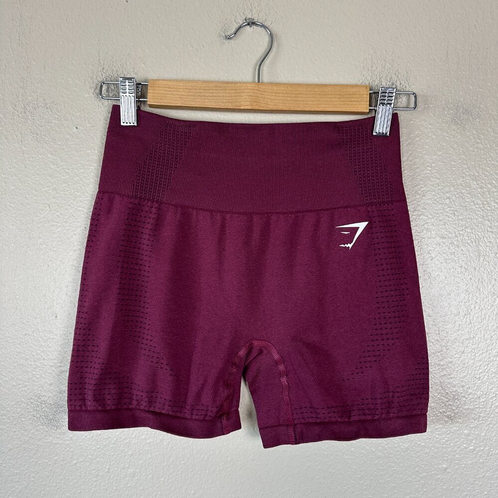 Gymshark Womens Vital Shorts Compression Cycling Athleisure Workout Plum Purple - Picture 2 of 4